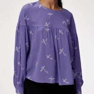 WILFRED ~ Silk Crane Bird Blouse